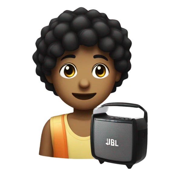Une enceinte JBL next to a young boy with black hair sticker