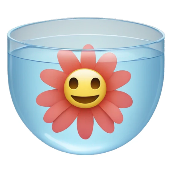 A small flower floating in a clear bowl of water. sticker