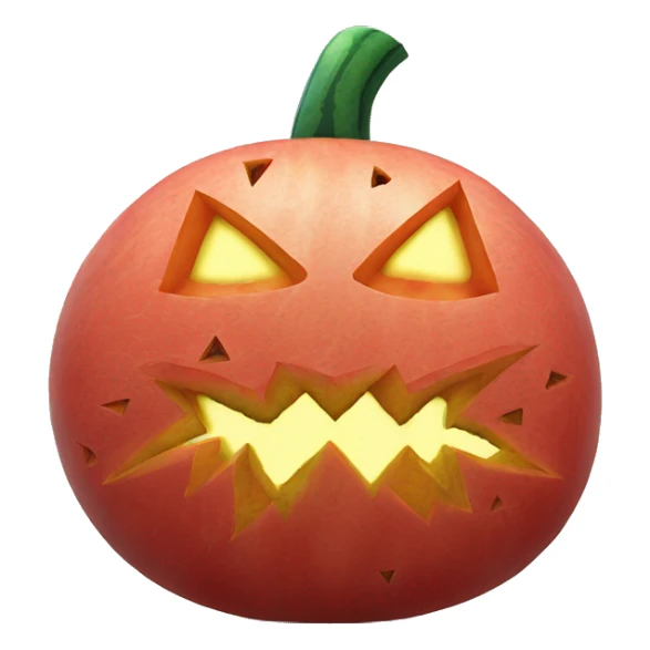 The image features a carved watermelon resembling a Halloween jack-o'-lantern. It has triangular eyes, a triangular nose, and a jagged mouth, illuminated from within. sticker