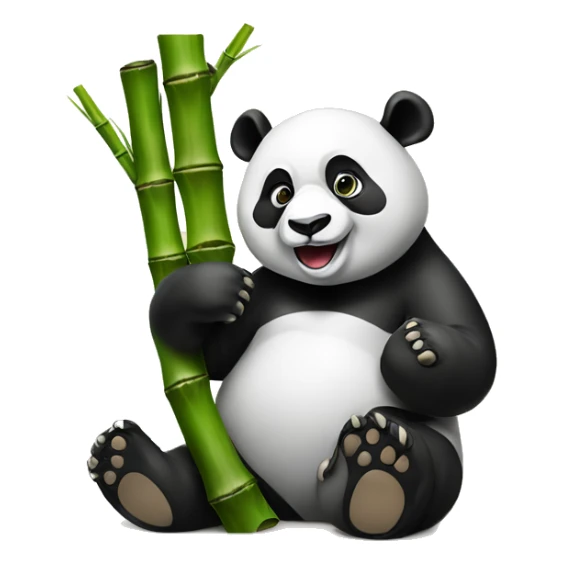 a panda is sitting eating bamboo with VYRM carved on it sticker