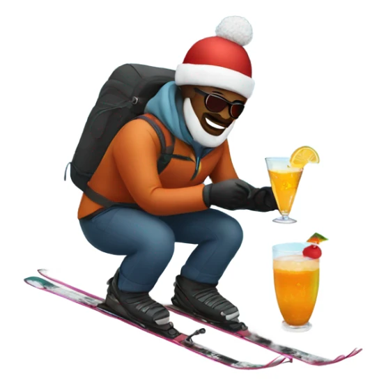 Man snow skiing with a cocktail in hand sticker