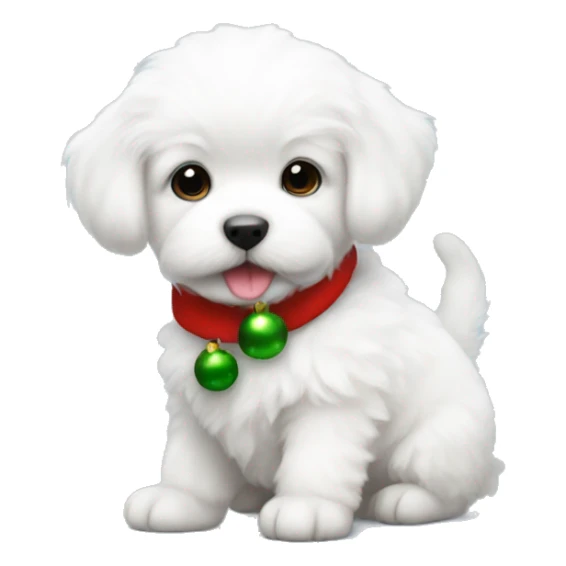 Cutest fluffy white puppy wearing Christmas outfit  sticker