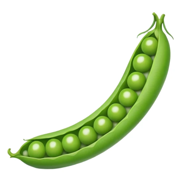 A green pea pod with several round peas visible inside, slightly open to reveal the peas sticker