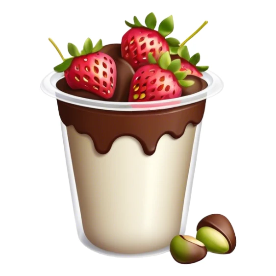 Chocolate covered Strawberries with pistachios in a plastic cup sticker