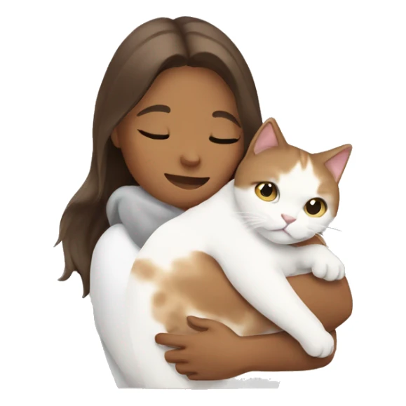 Women huging half white half brown cat sticker