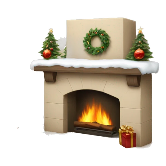 Winter christmas beige FirePlace sticker