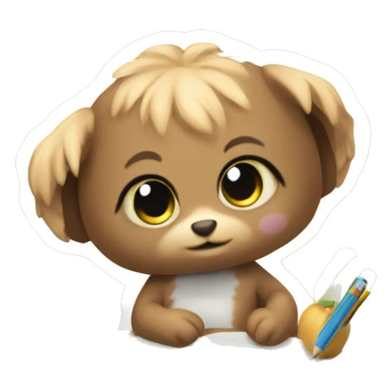 Cute kawaii axolotyl doing homework  sticker