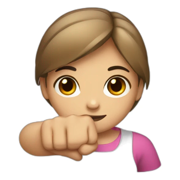 Straight girl showing forearms with a fist sticker