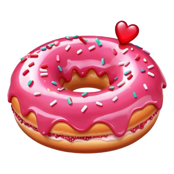 Strawberry donut with red heart sprinkles and pink crystal sprinkles  sticker