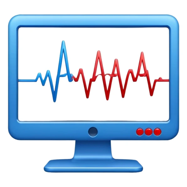 heartbeat line on monitor in blue and red colors sticker