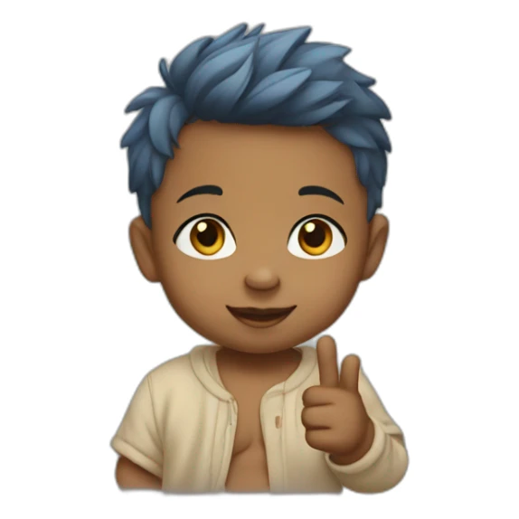 baby boy showing peace sign sticker