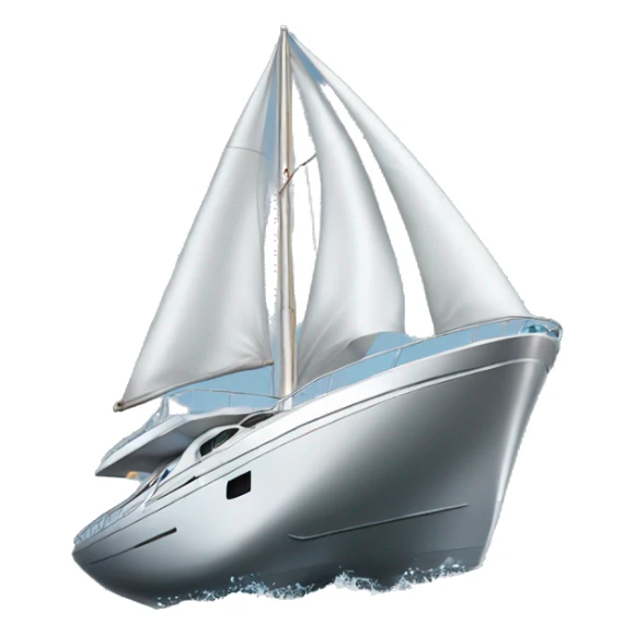 Silver Yacht with ocean with water waves on the bottom sticker