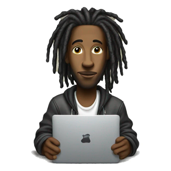 Hip hop guy with dreads holding laptop computer sticker