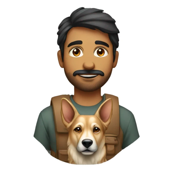 a cool indian 30 year old man with a shepherd retreiver sticker