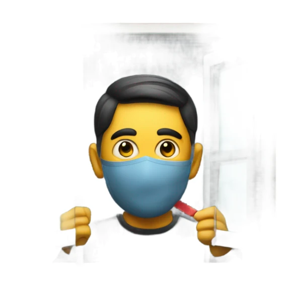 A man in a mask peeking through a window at the dartboard sticker