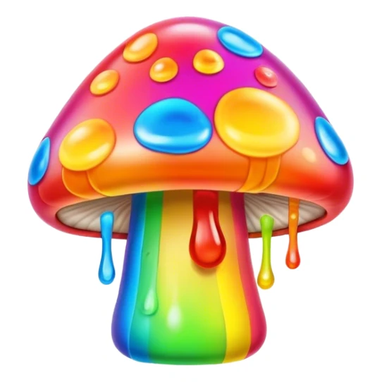 gummy neon rainbow melting mushroom  sticker