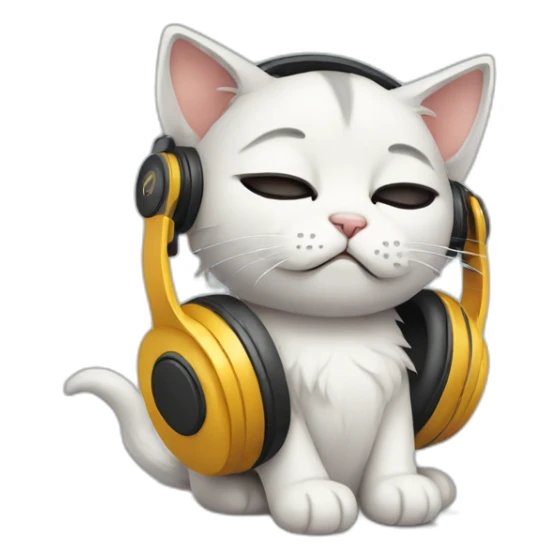 sad kitten listening to music with eyes closed sticker