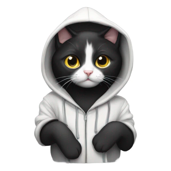 Tuxedo cat in hoodie sticker