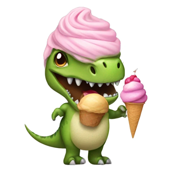 Dinosaur wearing a tutu and holding an ice cream sticker