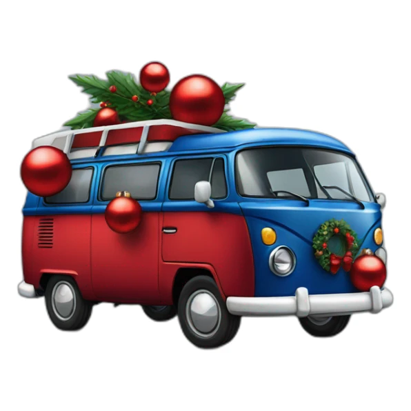 Darkblue Campervan with a lot red Christmas Balls  sticker