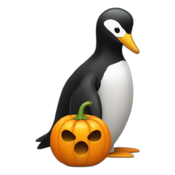 Un pingouin accompagné d'une citrouille et un œuf sticker
