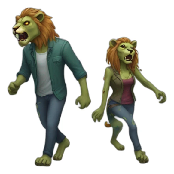 Zombie lions undead male and female walking sticker