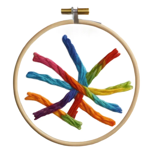 embroidery hoop with embroidery and needle sticker