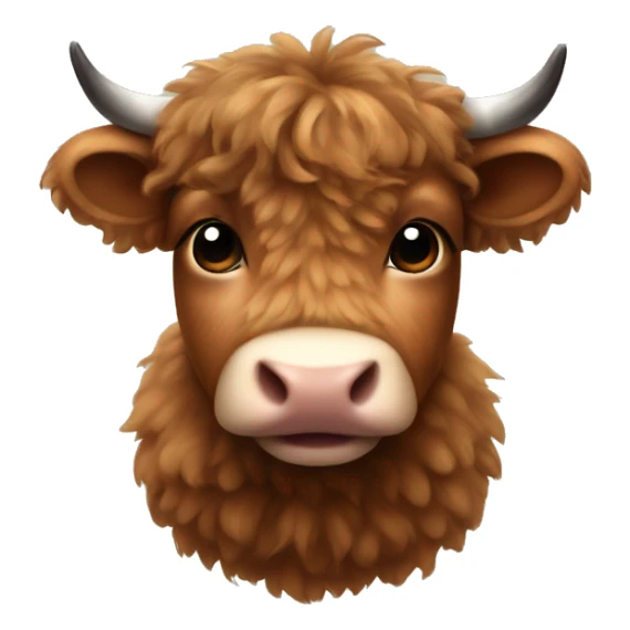 brown fluffy baby scottish cow with a small bow on head sticker