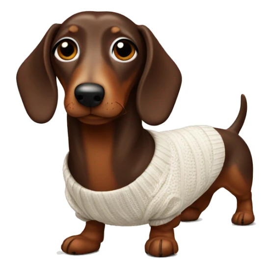 Chocolate and Tan Sausage dog wearing a white jumper  sticker