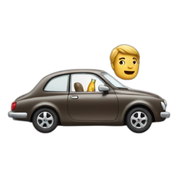 une homme en voiture décapotable qui boit un coca sticker