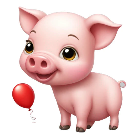 Baby pig with red balloon sticker