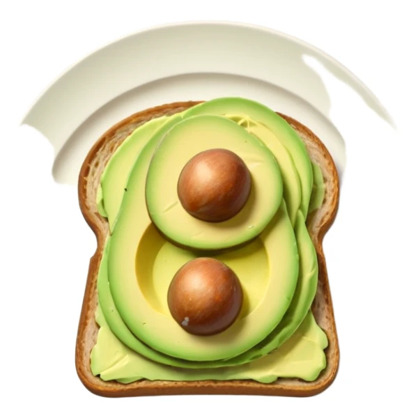 White ceramic plate with avocado toast, pastel pink background sticker