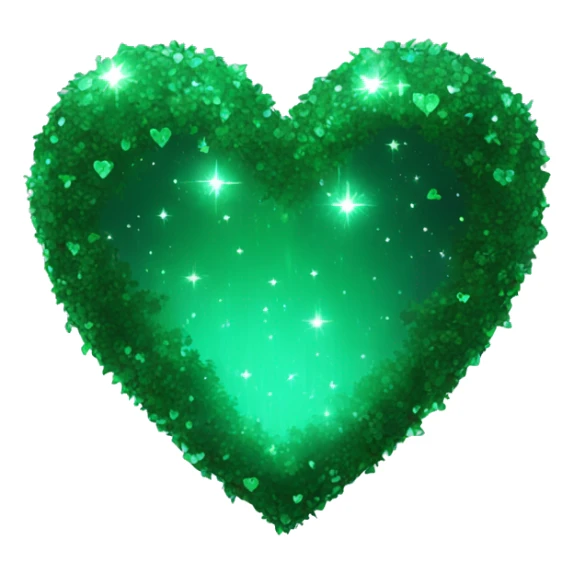 magic sparkling forest green heart sticker