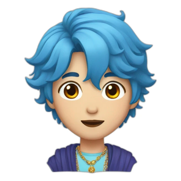 Korean guy with blue hair and jewellery  sticker