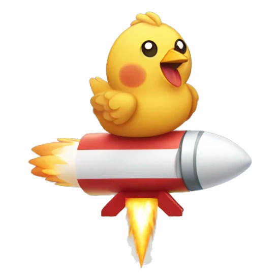 Chicken on top of a rocket sticker