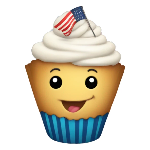 Happy cupcake with an American flag sticker