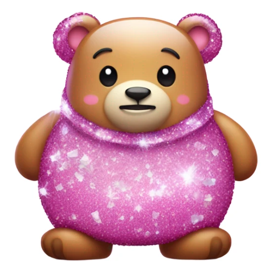 Pink sparkly fat bear standing with crystals and glitter  sticker