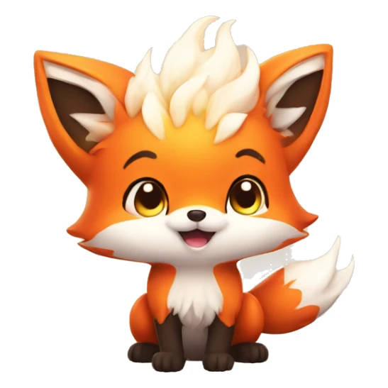 fantasy fire fox cute kawaii with heart sticker