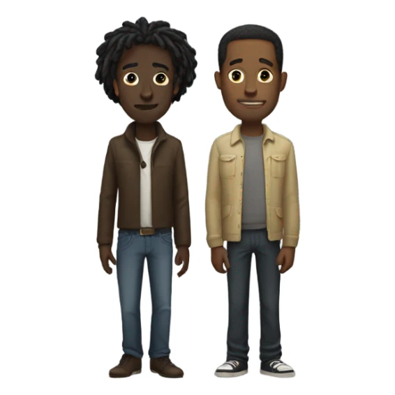 Short black man with dreads standing next too tall black man sticker