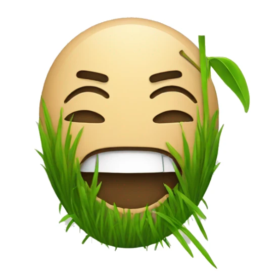 emoji with a blade of grass in the mouth sticker
