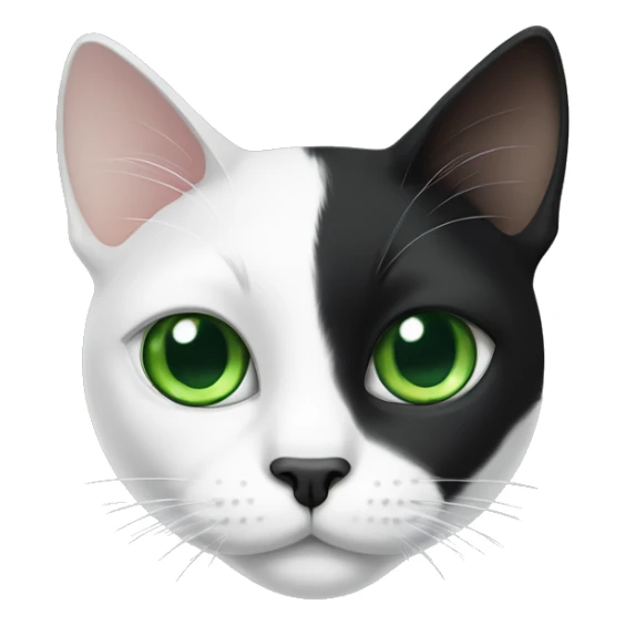 Black white cat with green eyes and patch over one eye sticker