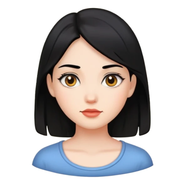 Girl face with black hair  sticker