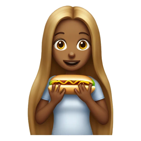 Long hair girl eating hotdog sticker