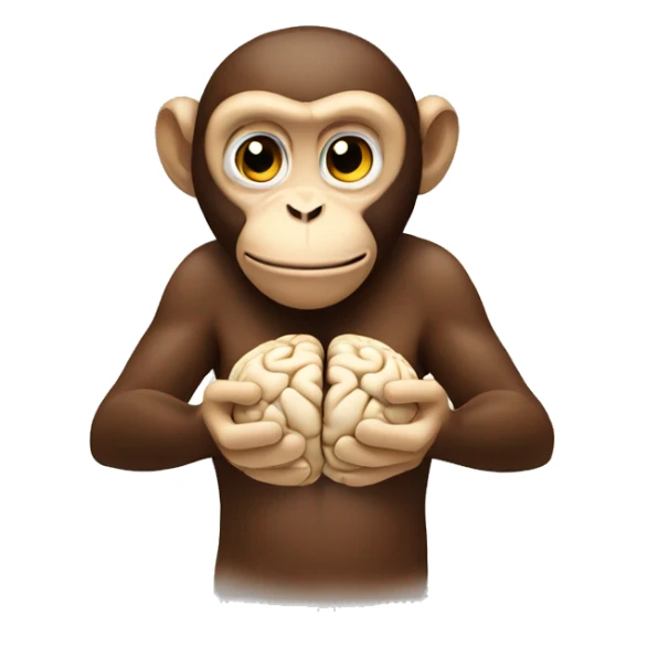 Monkey holding his brain in his hands sticker