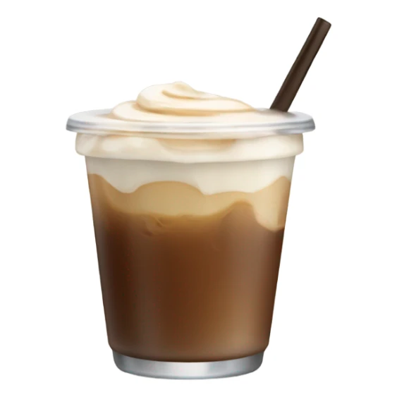 Small glass cup of iced coffee with cream just added sticker