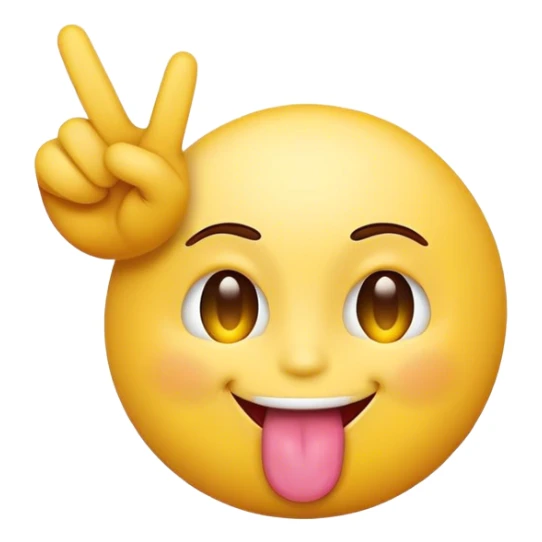 sticking tongue out with peace sign yellow emoji face sticker