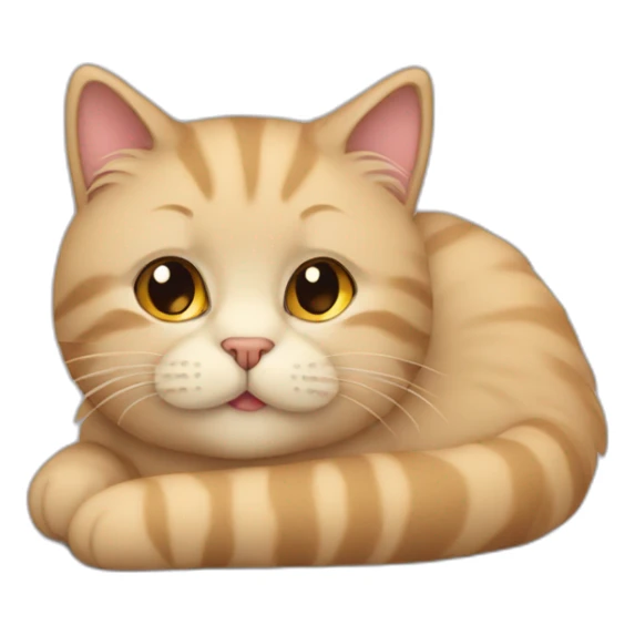 a-fluffy-beige-cat-curled-up-in-the- sticker