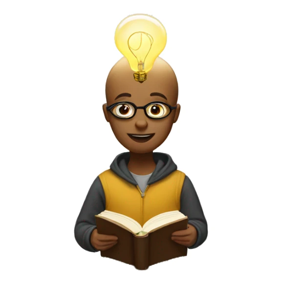 a person reading a book titled 'Inspired' with a lightbulb above their head sticker