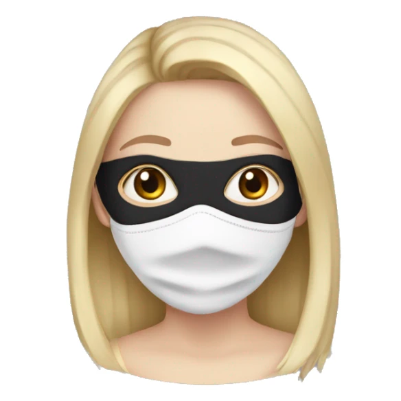 white girl wearing mask sticker