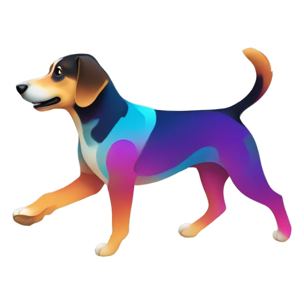Vector art of a dog running made of vector multicoloured gradient shapes abstract shapes vector art sticker